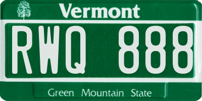 VT license plate RWQ888