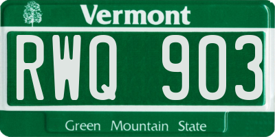VT license plate RWQ903
