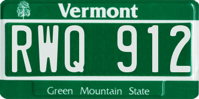 VT license plate RWQ912