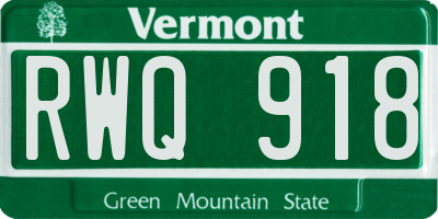 VT license plate RWQ918