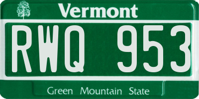 VT license plate RWQ953