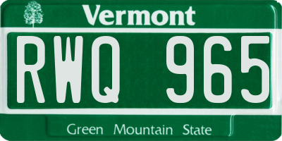 VT license plate RWQ965