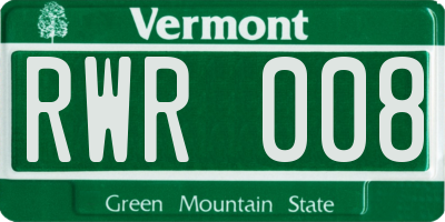VT license plate RWR008