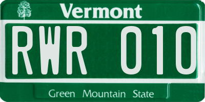 VT license plate RWR010