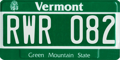 VT license plate RWR082
