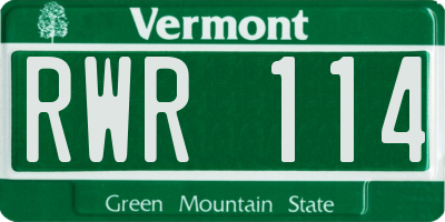 VT license plate RWR114