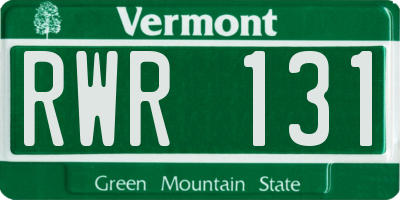 VT license plate RWR131