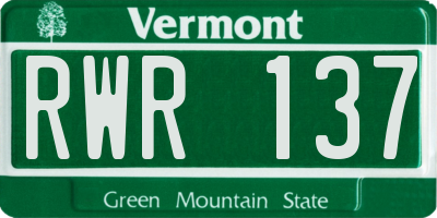 VT license plate RWR137