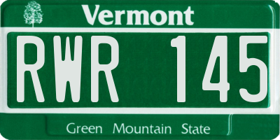 VT license plate RWR145
