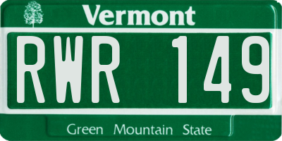 VT license plate RWR149