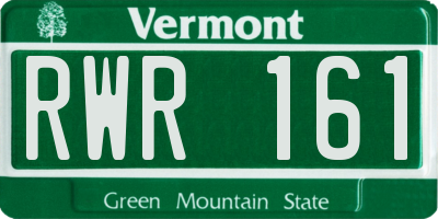 VT license plate RWR161