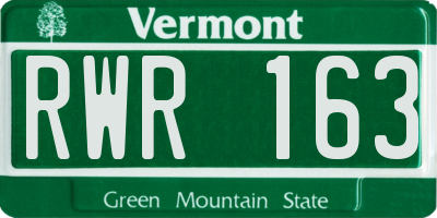 VT license plate RWR163