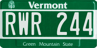 VT license plate RWR244