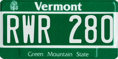 VT license plate RWR280