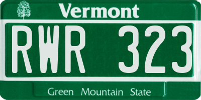 VT license plate RWR323