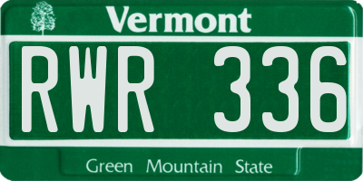 VT license plate RWR336