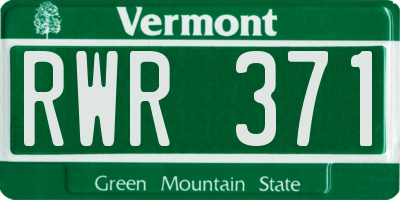 VT license plate RWR371
