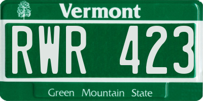 VT license plate RWR423