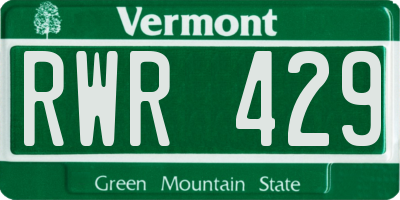 VT license plate RWR429