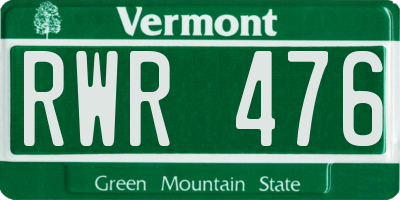 VT license plate RWR476