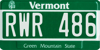 VT license plate RWR486