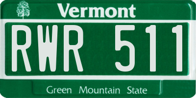 VT license plate RWR511