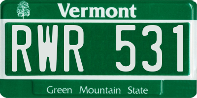 VT license plate RWR531