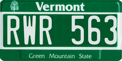 VT license plate RWR563