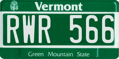 VT license plate RWR566