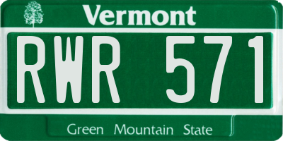 VT license plate RWR571