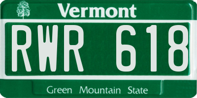 VT license plate RWR618