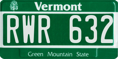VT license plate RWR632
