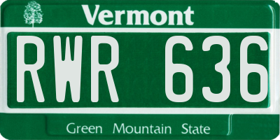 VT license plate RWR636