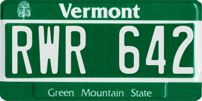 VT license plate RWR642