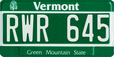 VT license plate RWR645