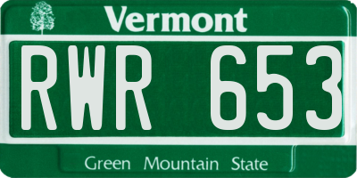 VT license plate RWR653