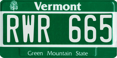 VT license plate RWR665