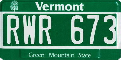 VT license plate RWR673