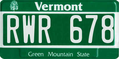 VT license plate RWR678