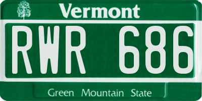 VT license plate RWR686