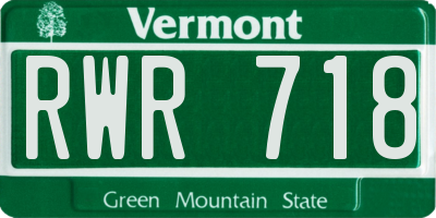 VT license plate RWR718
