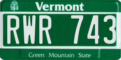 VT license plate RWR743