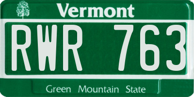 VT license plate RWR763