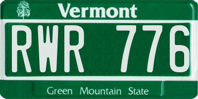 VT license plate RWR776