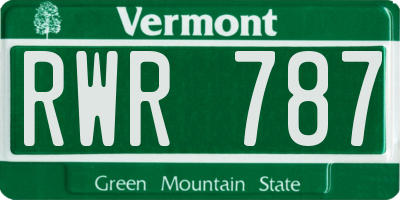 VT license plate RWR787