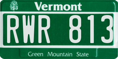VT license plate RWR813