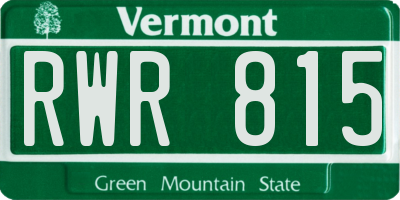 VT license plate RWR815