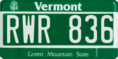 VT license plate RWR836