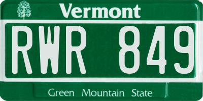VT license plate RWR849