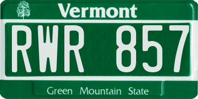 VT license plate RWR857